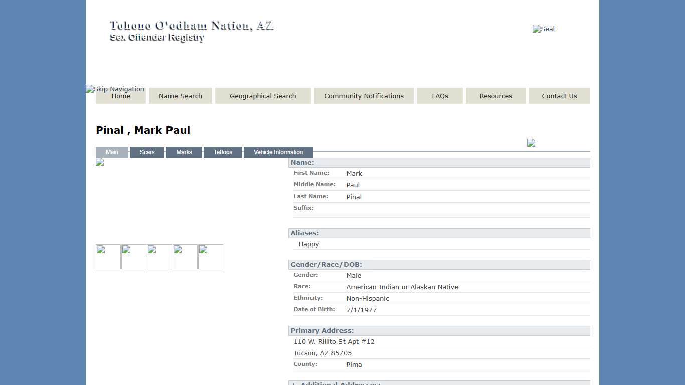 Public Sex Offender Registry